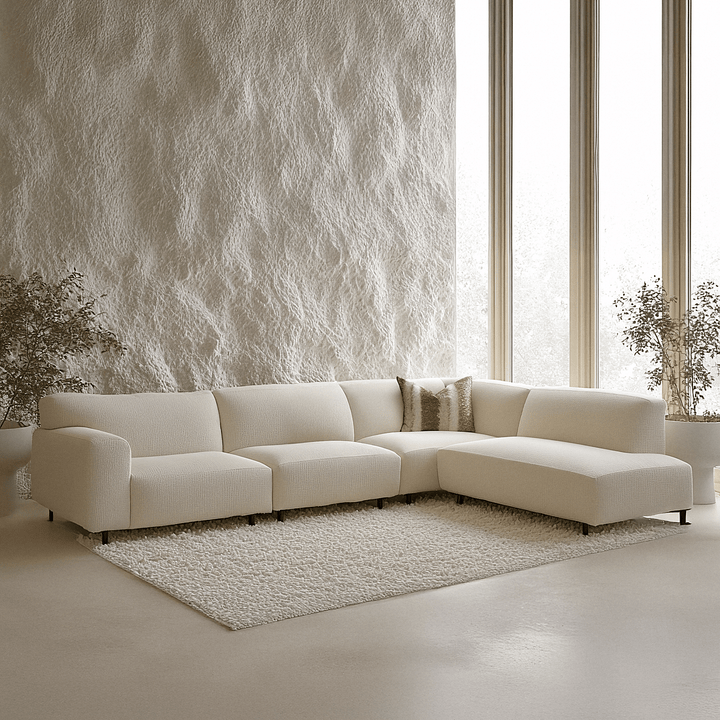 Freja Sand Textured Large Right Hand Facing Corner Sofa Sofa 
