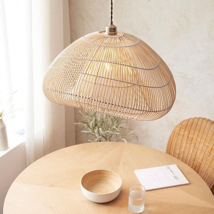 Freya Natural Woven Rattan Pendant Ceiling Light Lighting 