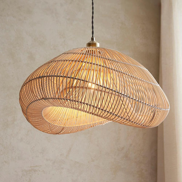 Freya Natural Woven Rattan Pendant Ceiling Light Lighting 