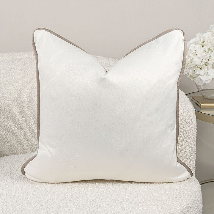 Galaxy Ivory Satin Cushion with Mink Piping - 50x50cm Textiles 