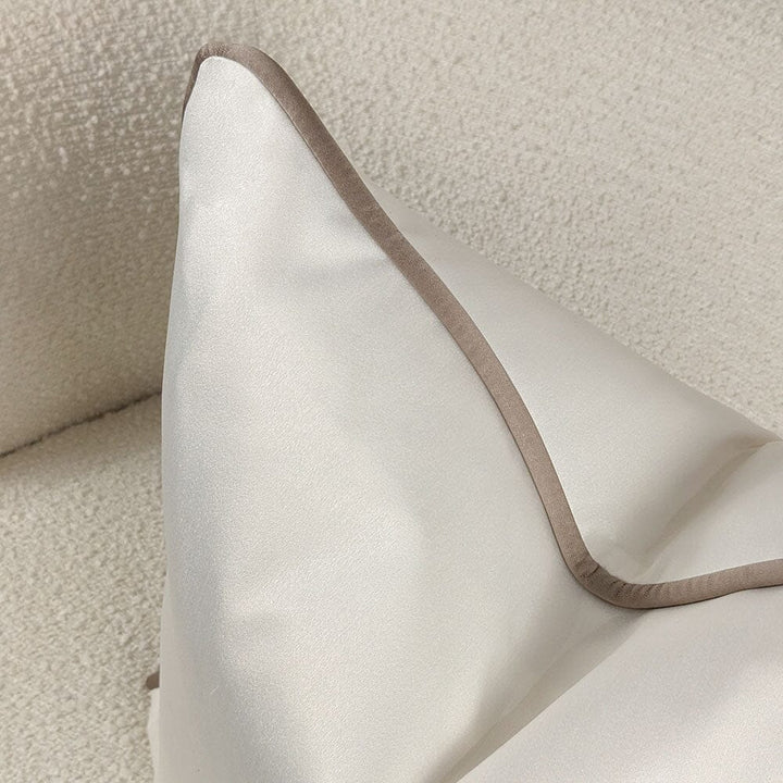 Galaxy Ivory Satin Cushion with Mink Piping - 50x50cm Textiles 