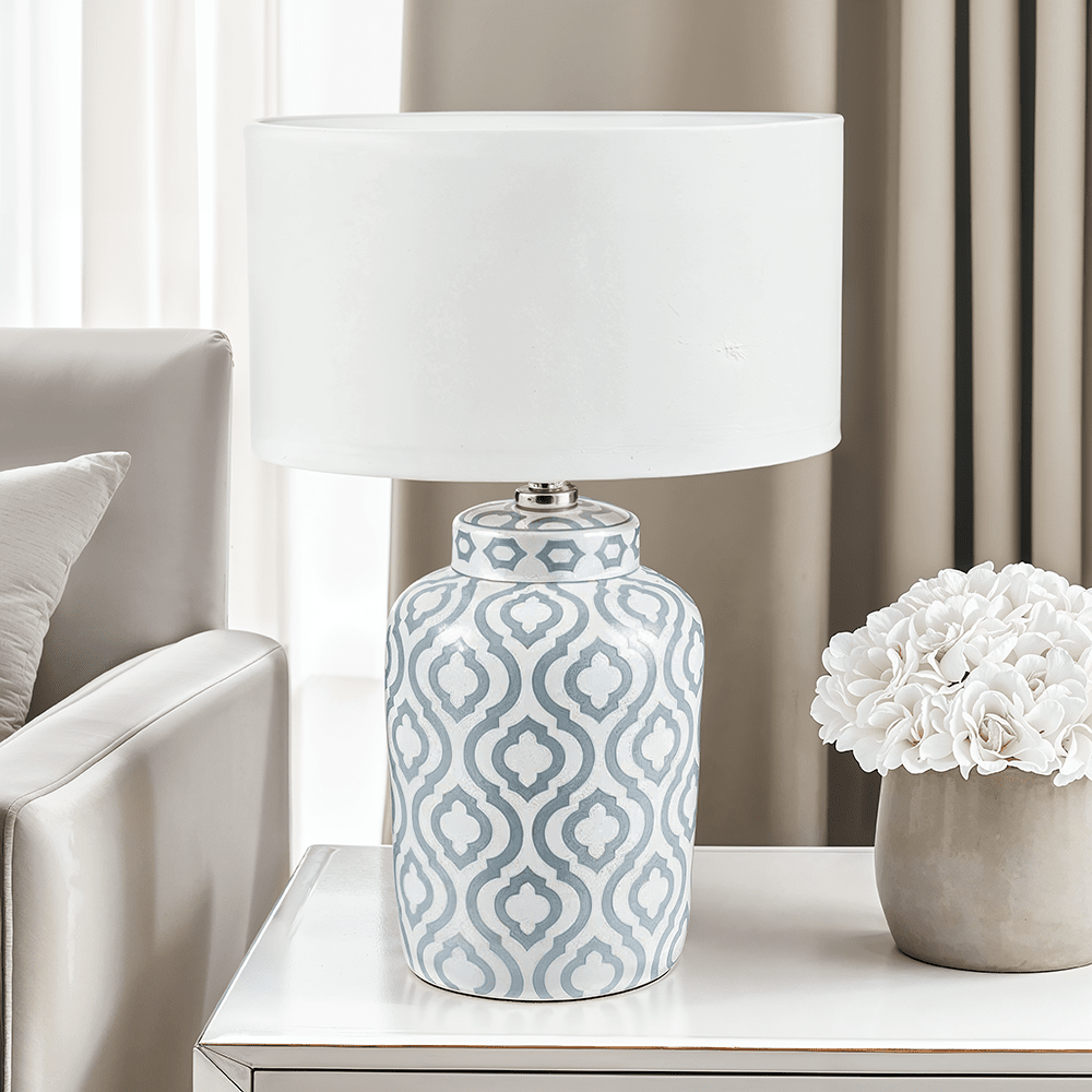 Gatsby Grey & Patterned Ceramic Table Lamp Shade