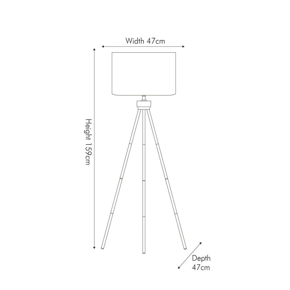 Gemini Matt Black Tripod Floor Lamp Lighting 