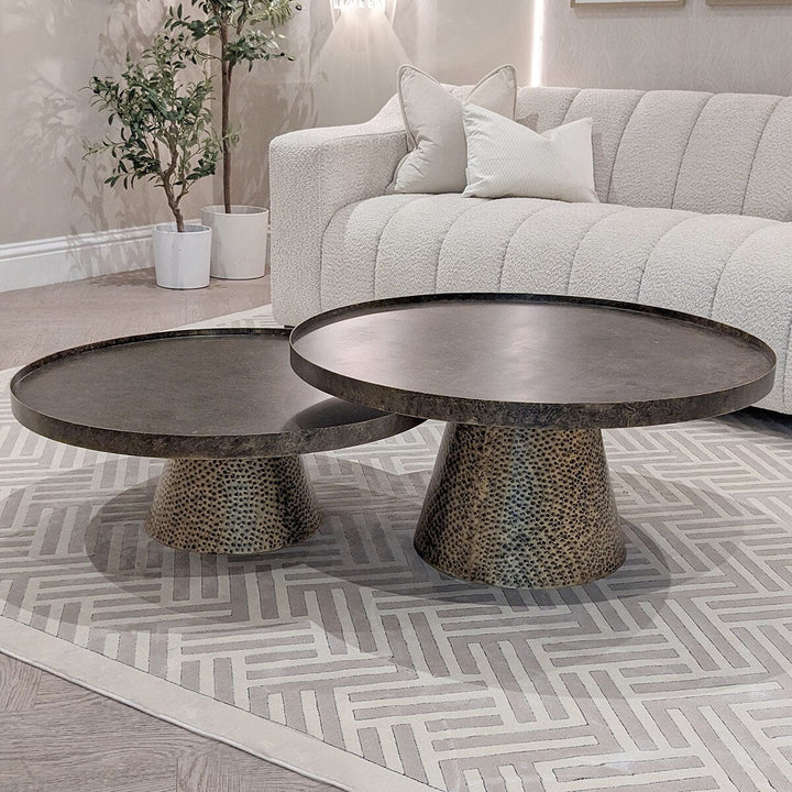 Genesis Antique Gold Hammered Coffee Tables - Set of 2 Furniture 