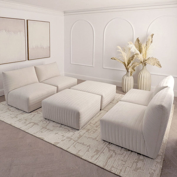 Geneva Cream Velvet Fluted Modular Sofa Range Sofa 