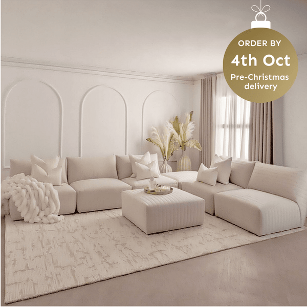 Geneva Cream Velvet Fluted Modular Sofa Range Sofa 