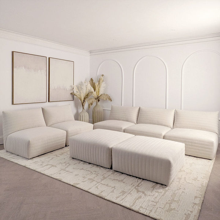 Geneva Cream Velvet Fluted Modular Sofa Range Sofa 