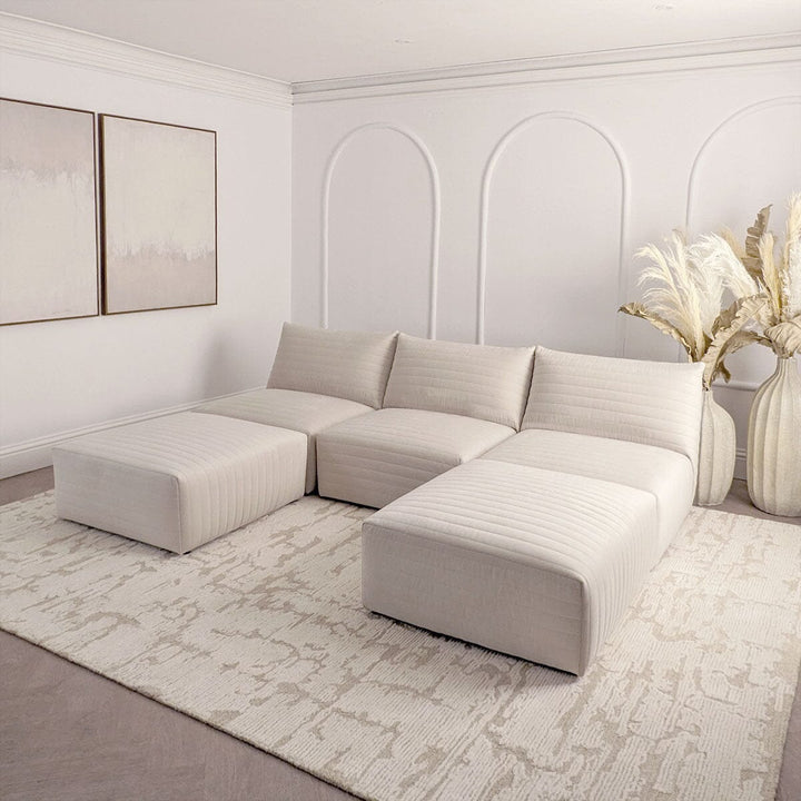 Geneva Cream Velvet Fluted Modular Sofa Range Sofa 