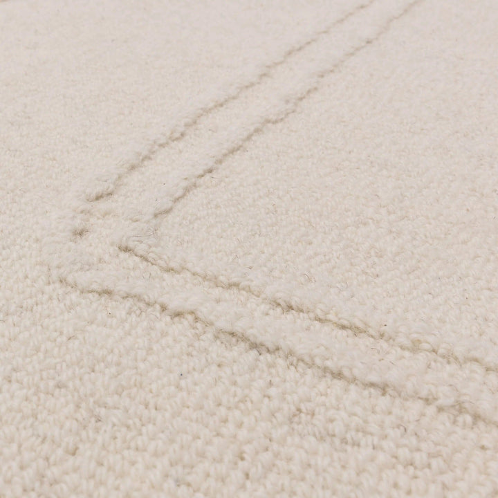 Geneva Ivory Wool Linear Patterned Rug Textiles 