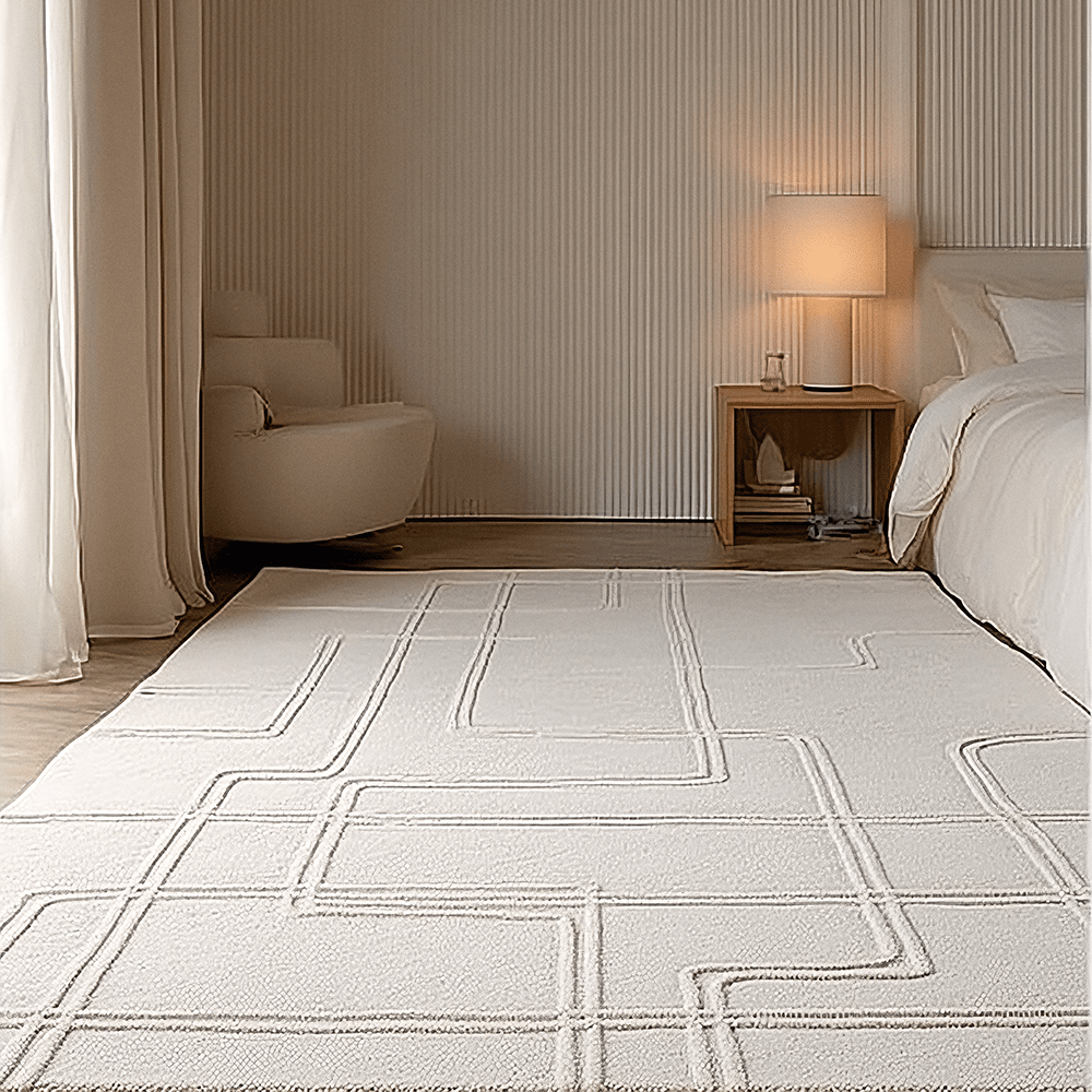 Geneva Ivory Wool Linear Patterned Rug – Rowen Homes
