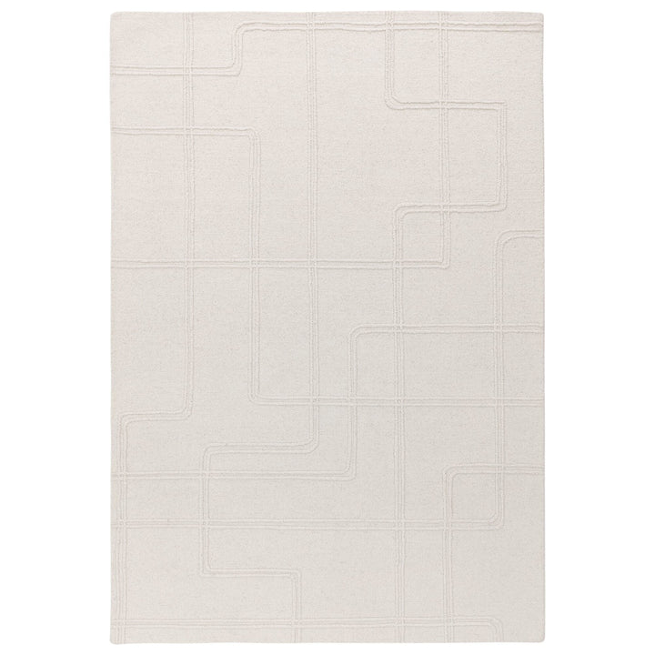 Geneva Ivory Wool Linear Patterned Rug Textiles 