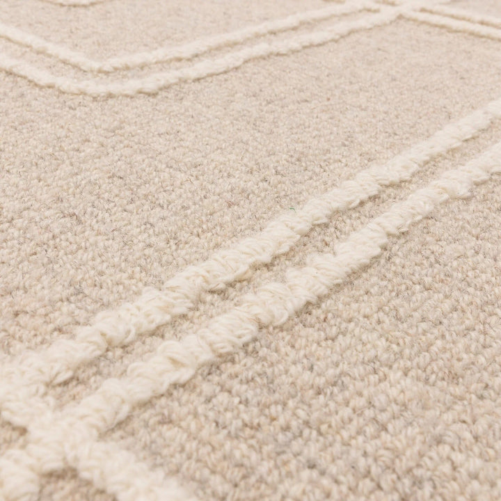 Geneva Sand Wool Linear Patterned Rug Textiles 