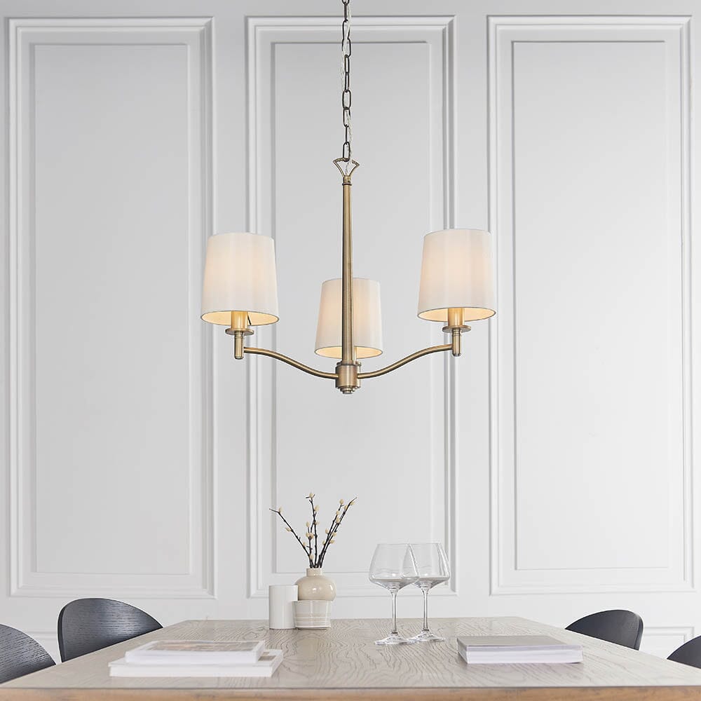 Genevieve 3 Light Antique Brass Pendant Ceiling Light
