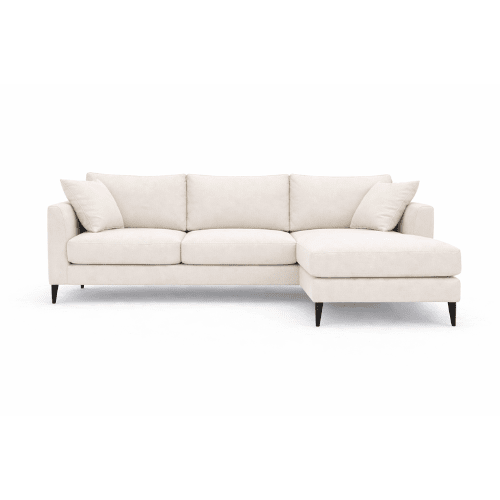 Genevieve Cream Velvet Medium Chaise End Sofa - Right Hand Facing Sofa 