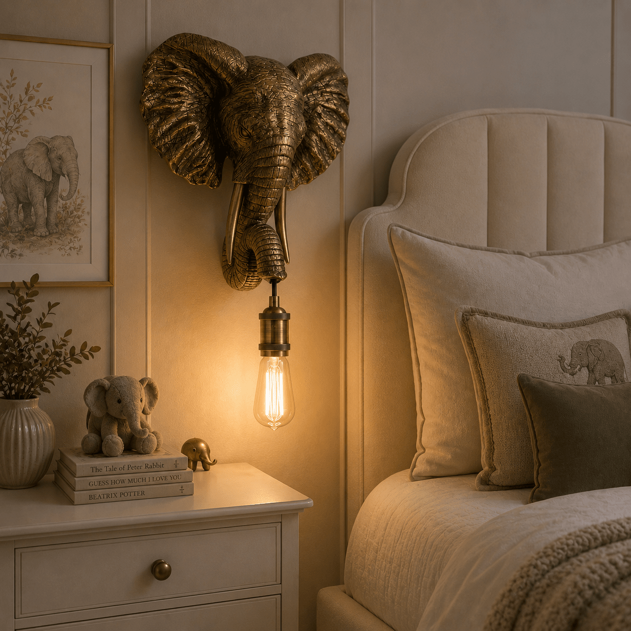 Georgia Gold Elephant Decorative Wall Light Lighting 