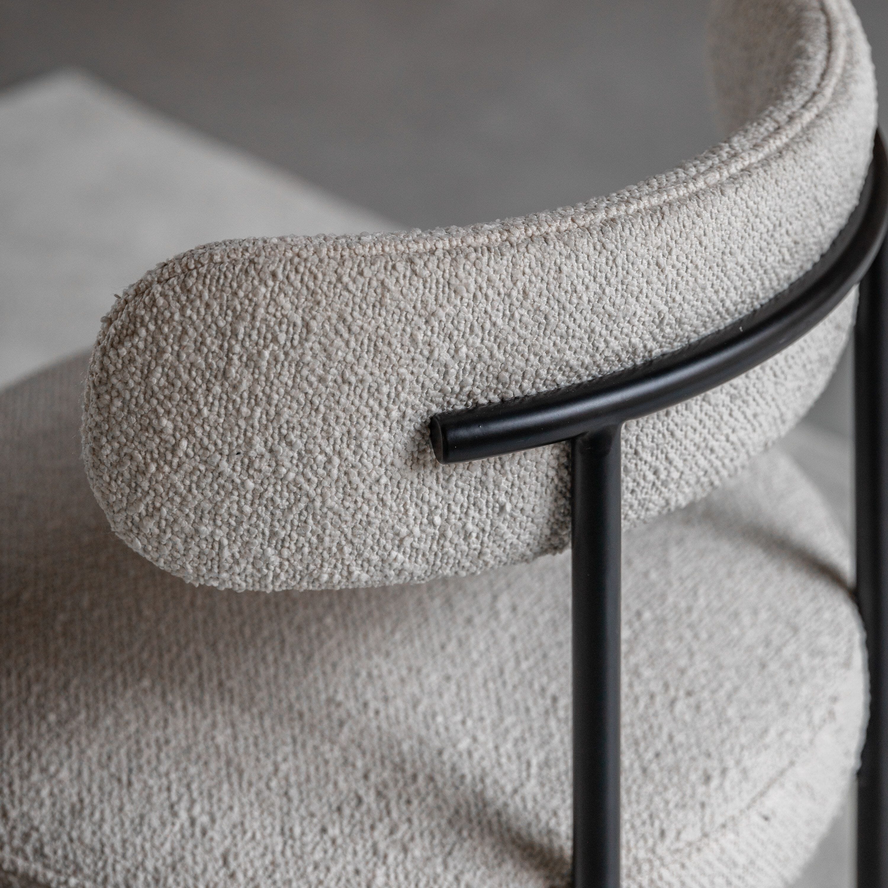Georgia Vanilla Boucle Rounded Dining Chairs with Black Legs - Set of 2 Furniture 