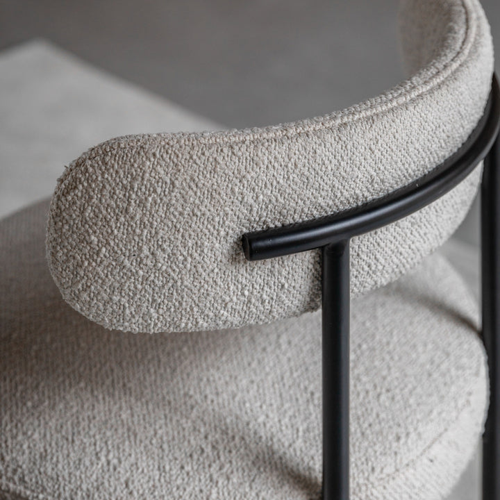 Georgia Vanilla Boucle Rounded Dining Chairs with Black Legs - Set of 2 Furniture 