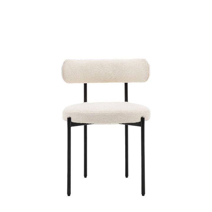Georgia Vanilla Boucle Rounded Dining Chairs with Black Legs - Set of 2 Furniture 