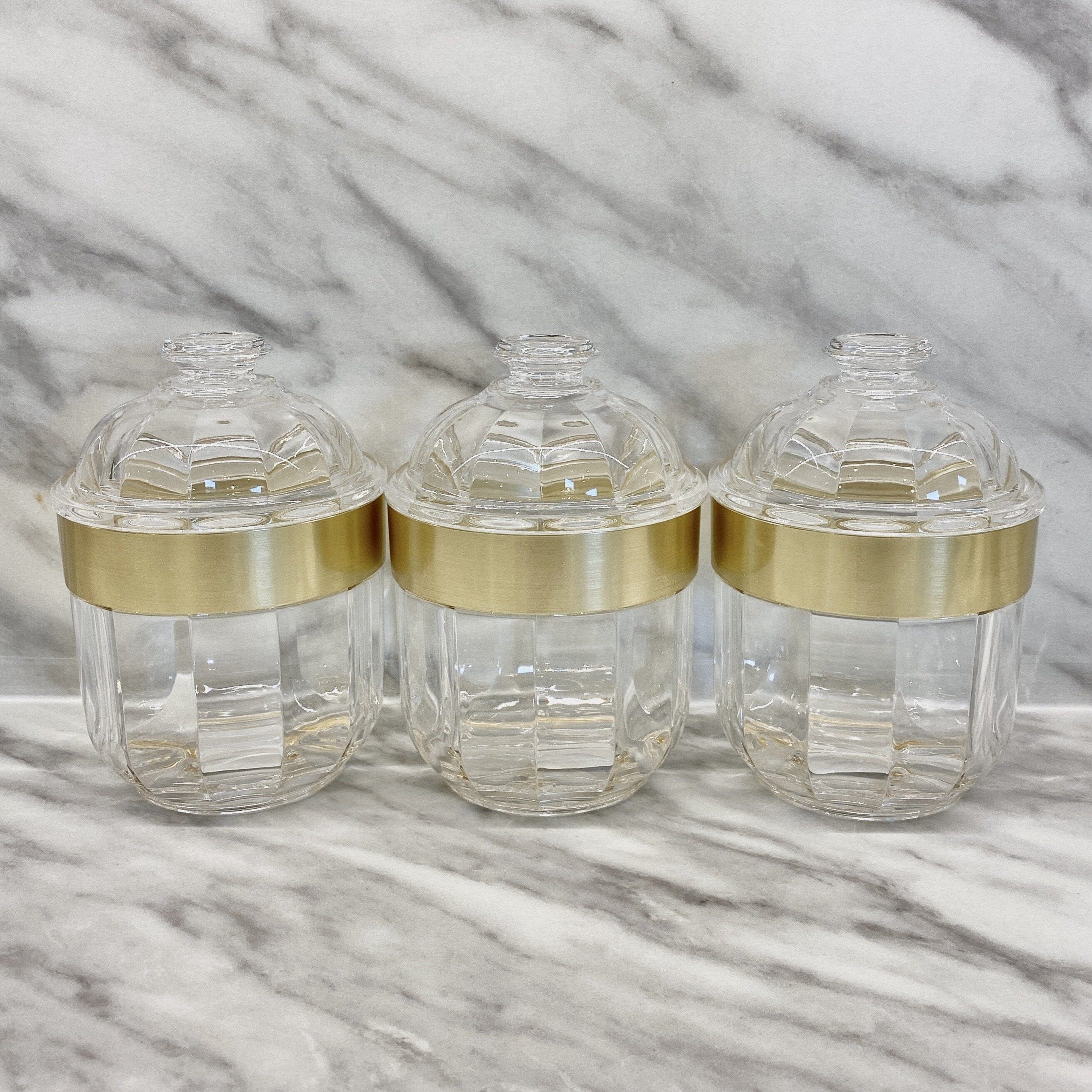 Gianna Small Acrylic Canister with Gold Rim - Set of 3 Accessories 