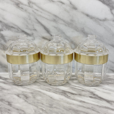 Gianna Small Acrylic Canister with Gold Rim - Set of 3 Accessories 