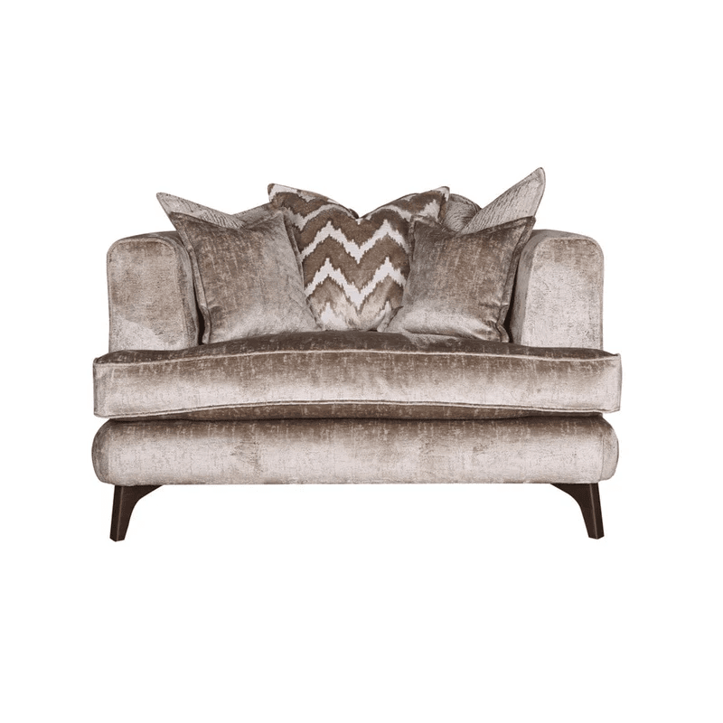 Gisele Mink Textured Chenille Pillowback Love Seat with Walnut Legs Sofa 
