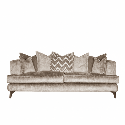 Gisele Mink Textured Chenille Pillowback Sofa Range with Walnut Legs Sofa 
