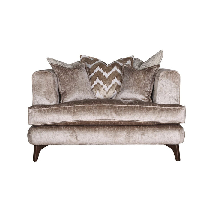 Gisele Mink Textured Chenille Pillowback Sofa Range with Walnut Legs Sofa Love Seat 