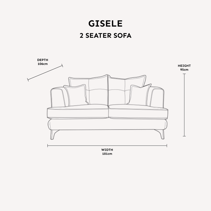Gisele Oyster & Taupe Textured Chenille Sofa Range with Walnut Legs 2 Seater Sofa 