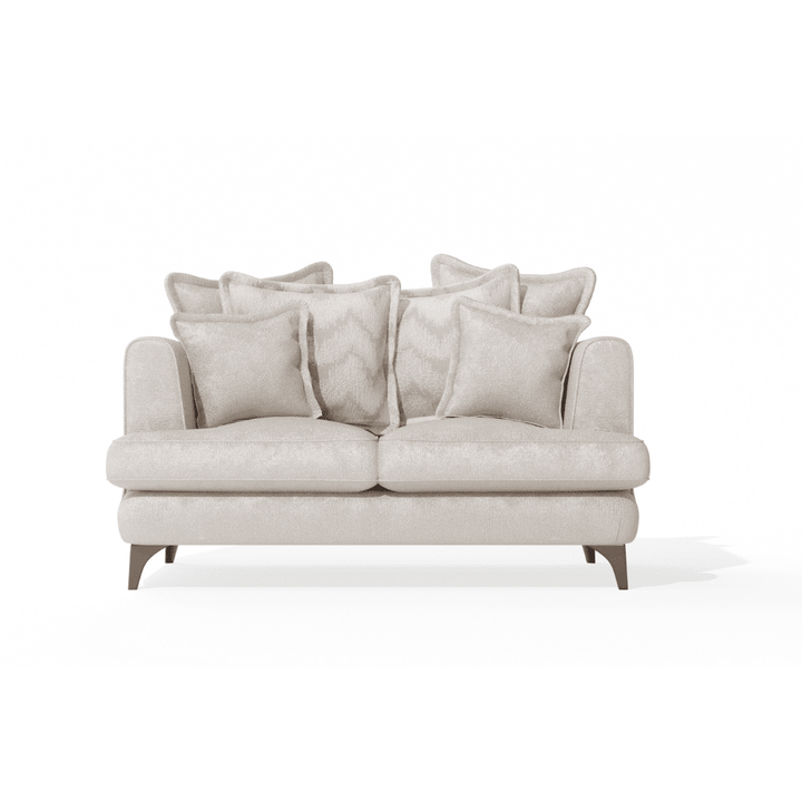 Gisele Oyster Textured Chenille, Pillowback Sofa Range With Walnut Legs Sofa 2 Seater Sofa 