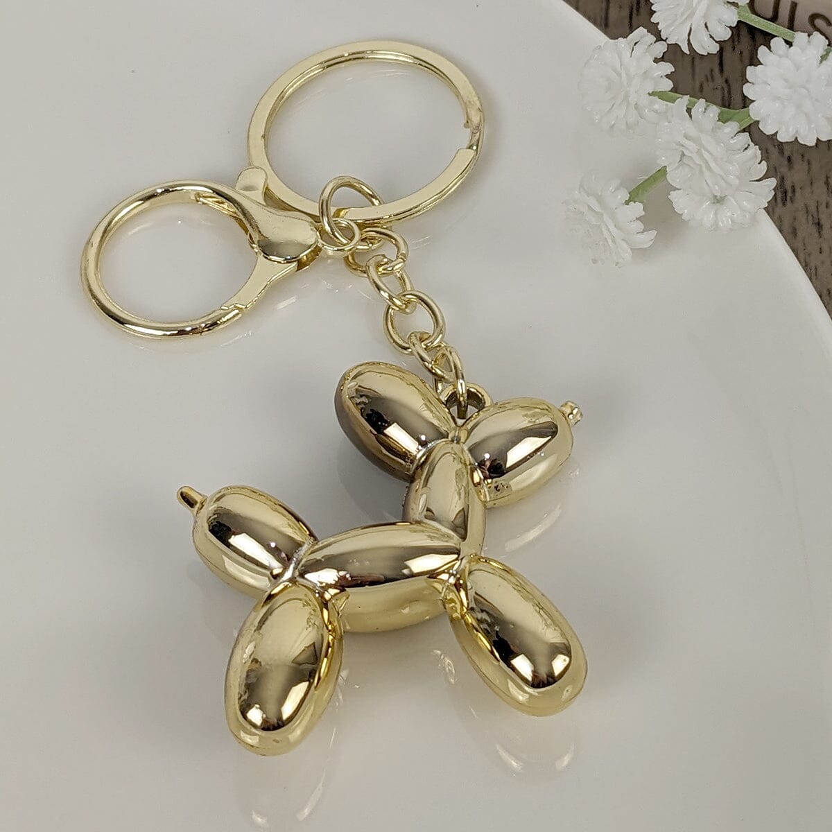 Gold Balloon Dog Keyring Accessories 