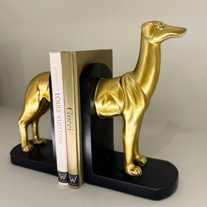 Gold & Black Greyhound Decorative Bookends Accessories 