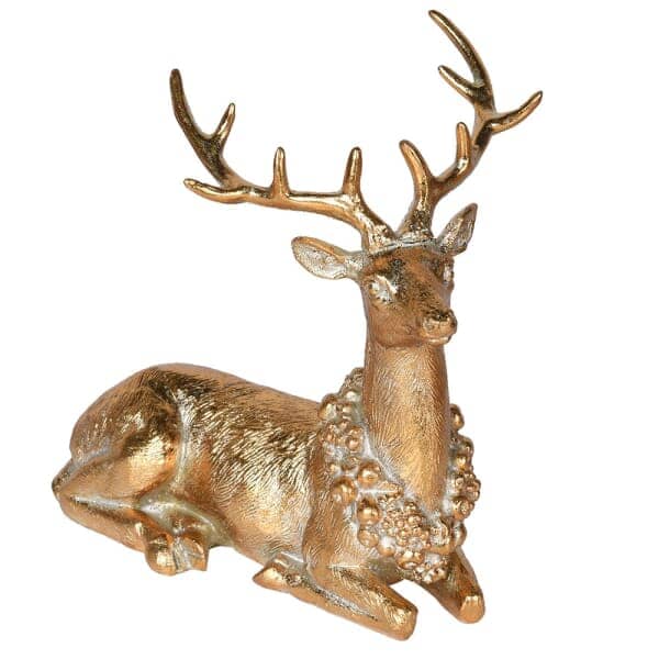 Gold Decorative Festive Laying Reindeer Ornament Accessories 