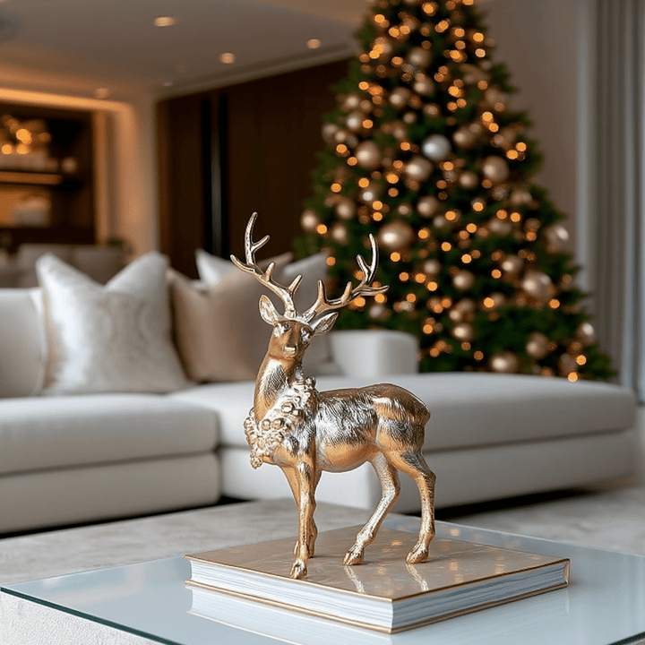 Gold Decorative Festive Standing Reindeer Ornament Accessories 