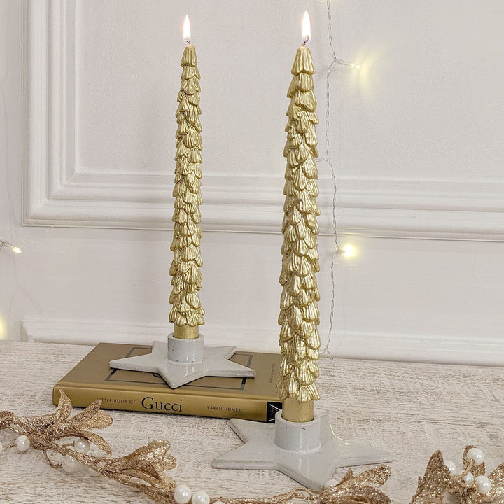 Gold Decorative Pillar Candles - Set of 2 Fragrance 