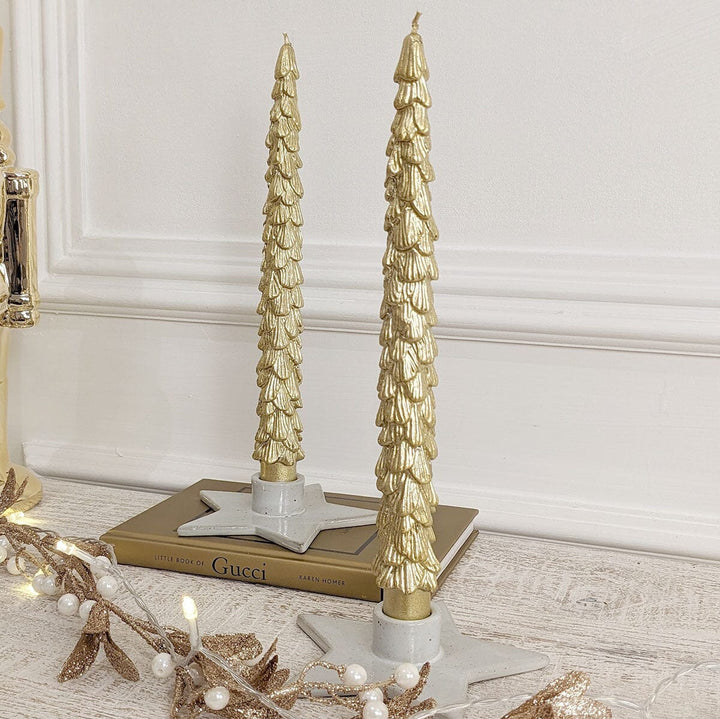 Gold Decorative Pillar Candles - Set of 2 Fragrance 