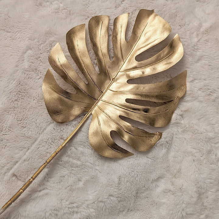 Gold Faux Cheese Plant Leaf Single Stem Accessories 