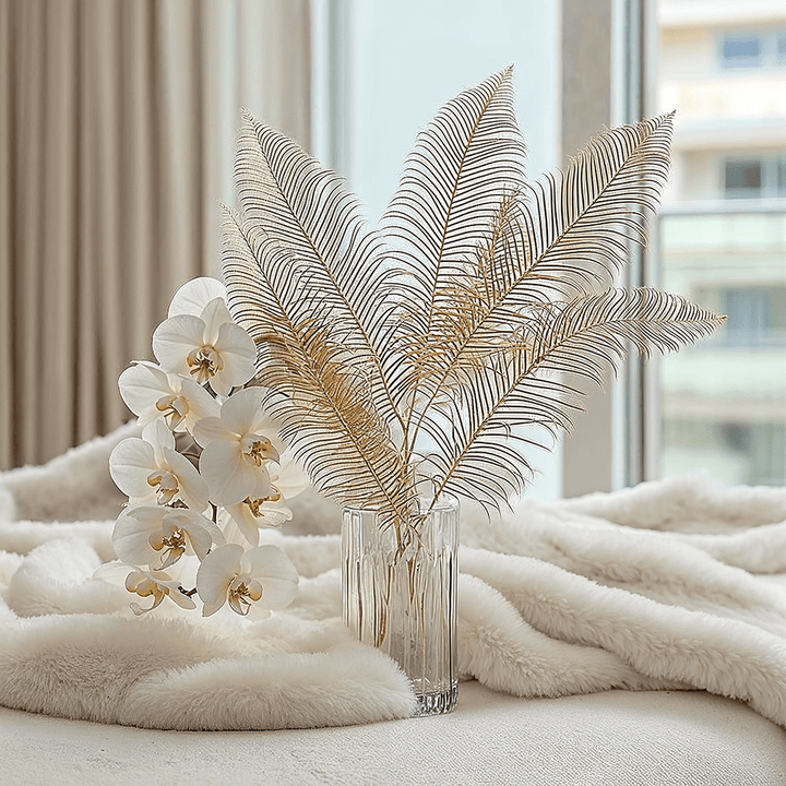 Gold Faux Fern Leaf Single Stem Floral Accessories 