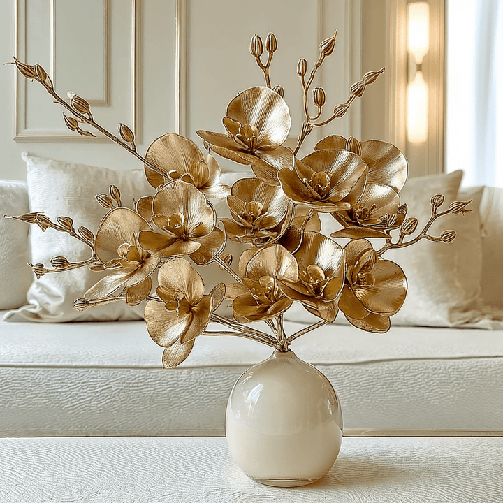 Gold Faux Orchid Single Stem Floral Accessories 