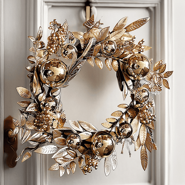 Gold Festive Decorative Christmas Wreath Accessories 