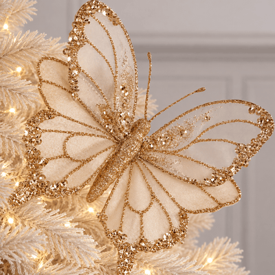 Gold Festive Glitter Butterfly Tree Clip Accessories 