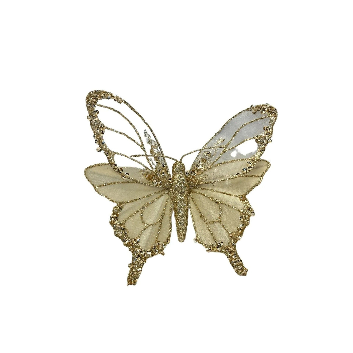 Gold Festive Glitter Butterfly Tree Clip Accessories 
