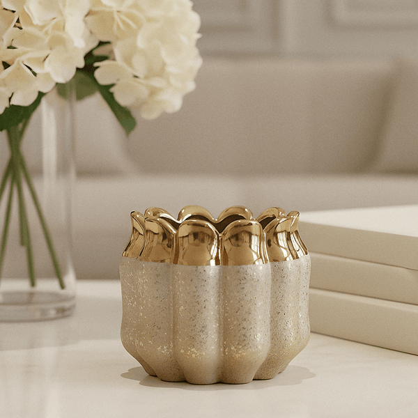 Gold Fluted Decorative Candle Holder Accessories 