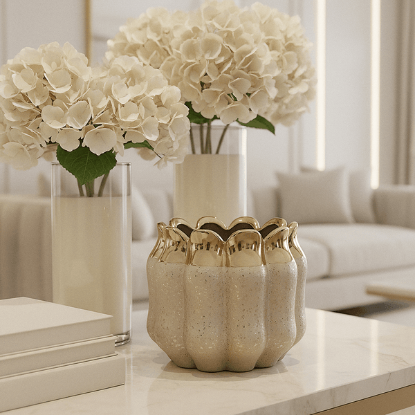 Gold Large Fluted Decorative Candle Holder Accessories 