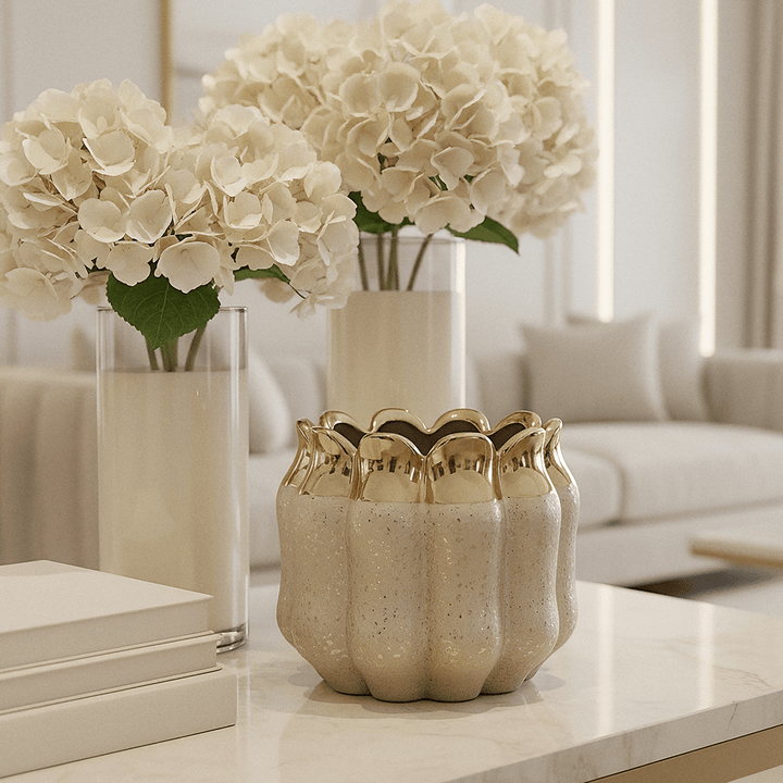 Gold Large Fluted Decorative Candle Holder Accessories 