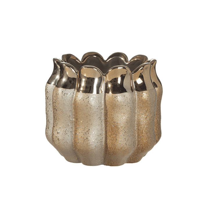 Gold Large Fluted Decorative Candle Holder Accessories 