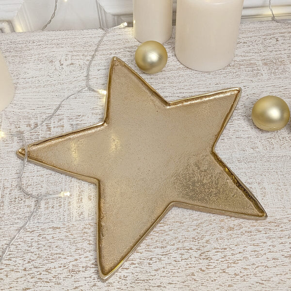 Gold Metal Decorative Star Serving Plate Accessories 