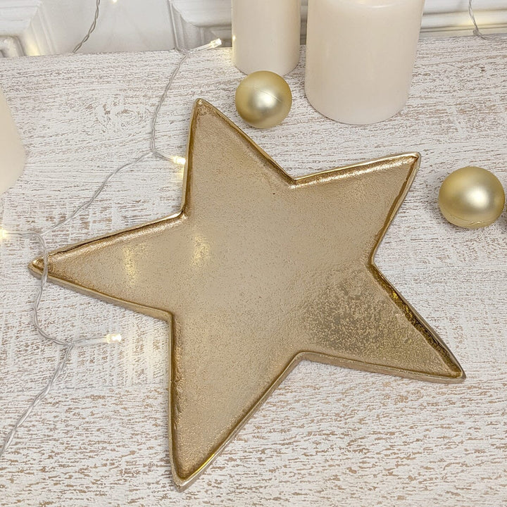 Gold Metal Decorative Star Serving Plate Accessories 