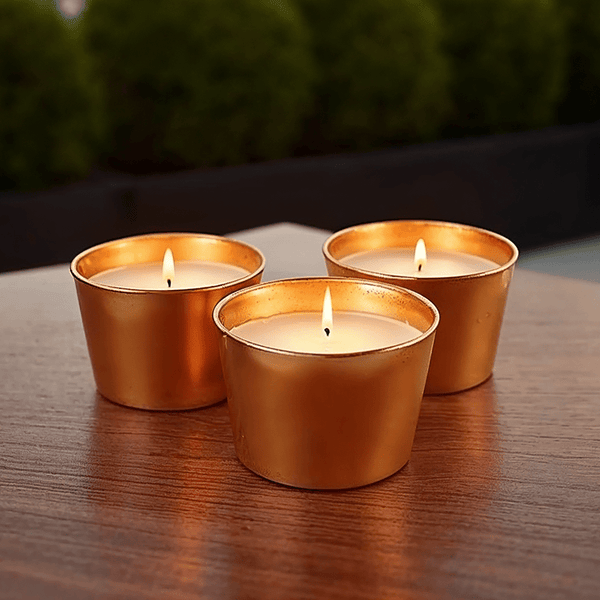 Gold Outdoor Citronella Candles - Set of 3 Outdoor 