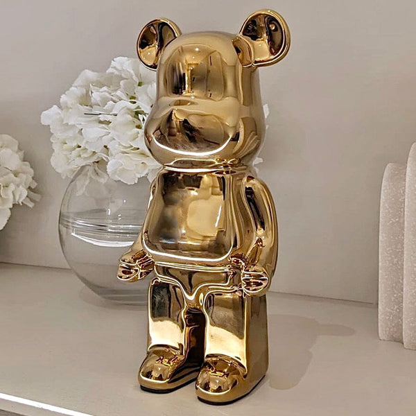 Gold Pearlescent Standing Bear Ornament Accessories 