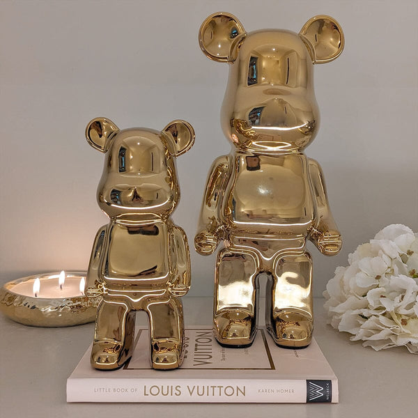 Gold Pearlescent Standing Bear Ornament - Set of 2 Accessories 